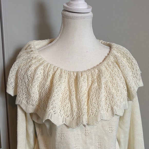 Off-the-Shoulder Cream Sweater - Picture 2 of 9